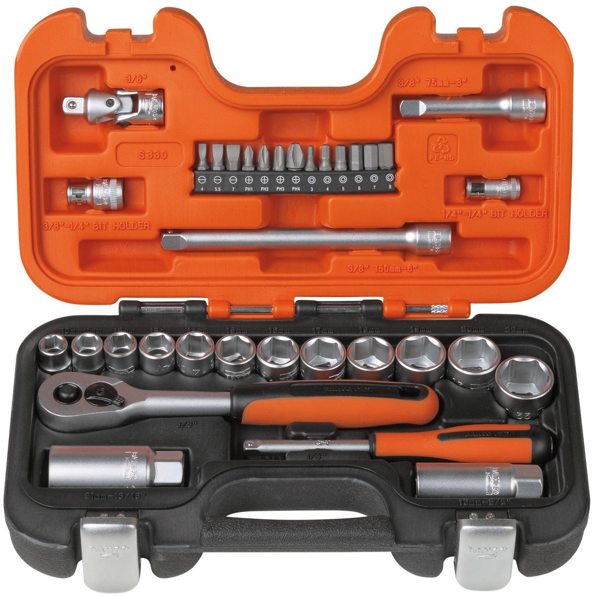 Bahco S330 34 Piece Ratchet Socket Set 1/4" & 3/8" Drive Bahs330 Xms24Ss38 from B&Q