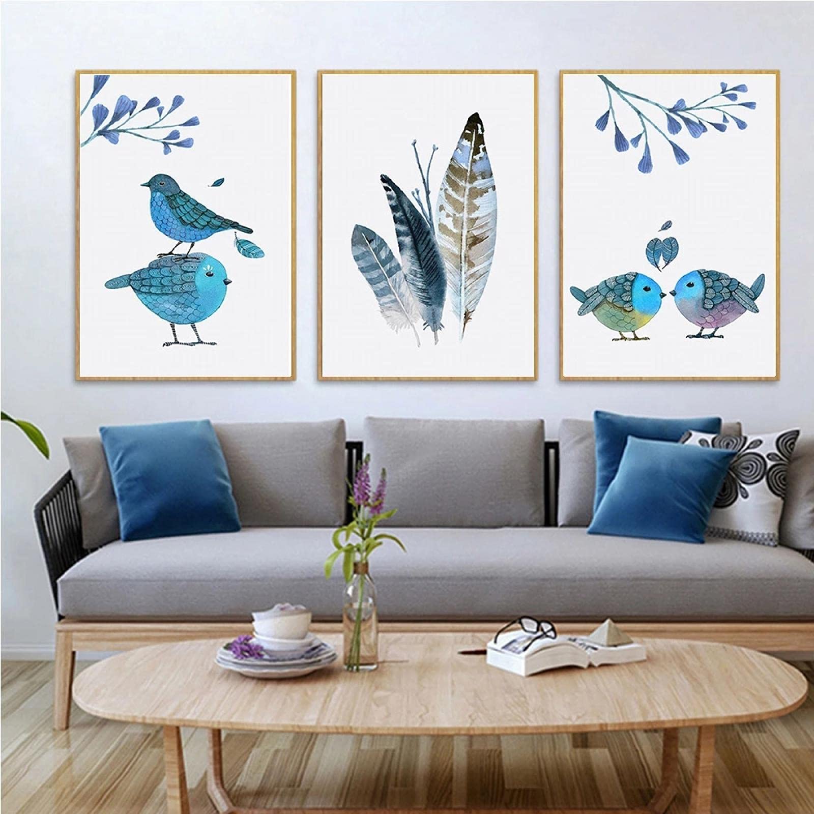 Yooyu Diseño Laminas para Carteles de Animales Impresiones HD Lienzo Pintura Arte de la Pared Imágenes Hogar nórdico Decoración de la habitación de los niños 40x50cmx3 Marco Interno