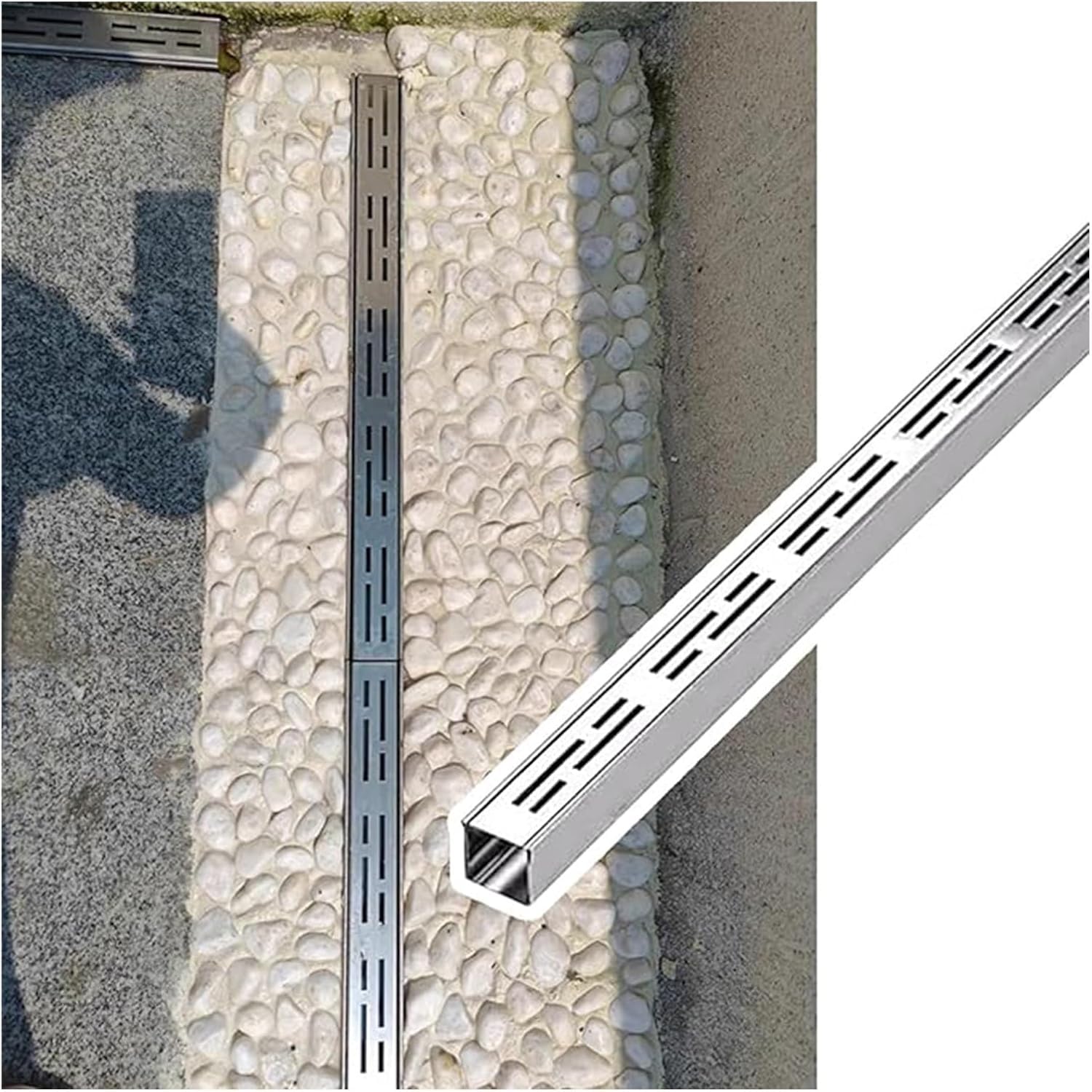 Kit de grille de caniveau mince 39 pouces en acier inoxydable pour drainage extérieur