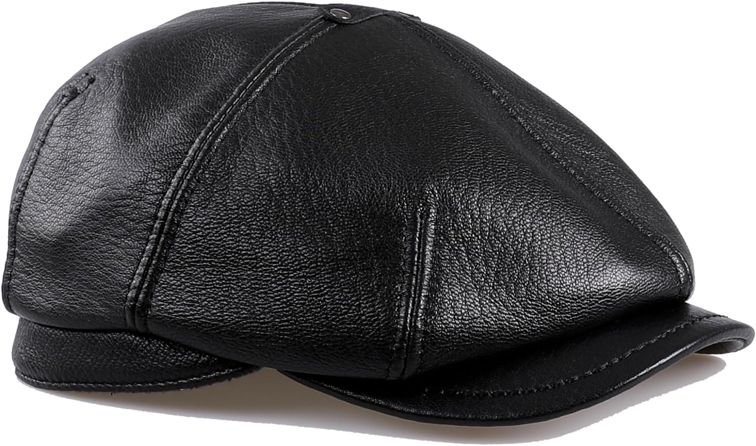 Men's Genuine Leather Newsboy Flat Cap Gatsby Ivy Golf Cabbie Driving Hat - Image 3