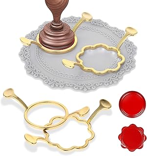 cobee Sealing Wax Stamp Kit for 1 Inch Wax Seal Stamp, 2 Pcs Wax Seal Molds with Silicone Waxing Mat Wax Seal Kit for Gift Wrapping Decoration Envelopes Cards Wedding Invitations (Round, Flower)