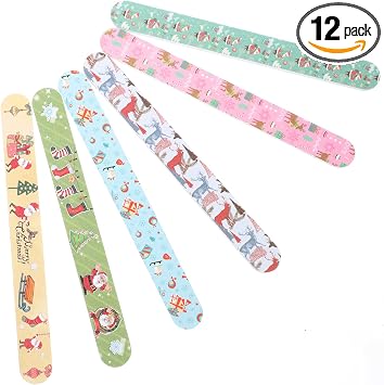 FRCOLOR 12pcs Christmas Nail Files Double Sided Emery Board Nail Sanding File for Natural and Acrylic Nails Random Style