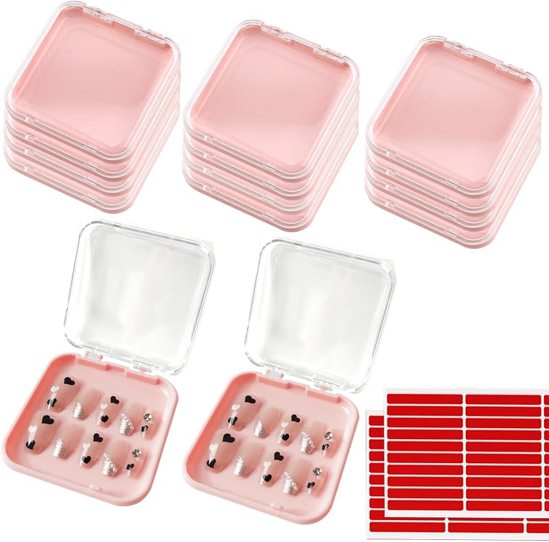 GUXACU 14 Caixas para Unhas Postiças com 60 Fitas Adesivas Dupla Face, Rosa