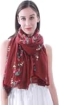 Floral Embroidered Women's Scarf Shawl Lightweight