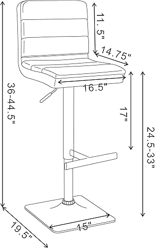 Miniatura 3 de Coaster Home Furnishings Bianca 120694 Taburete tapizado ajustable gris 120694 (juego de 2)