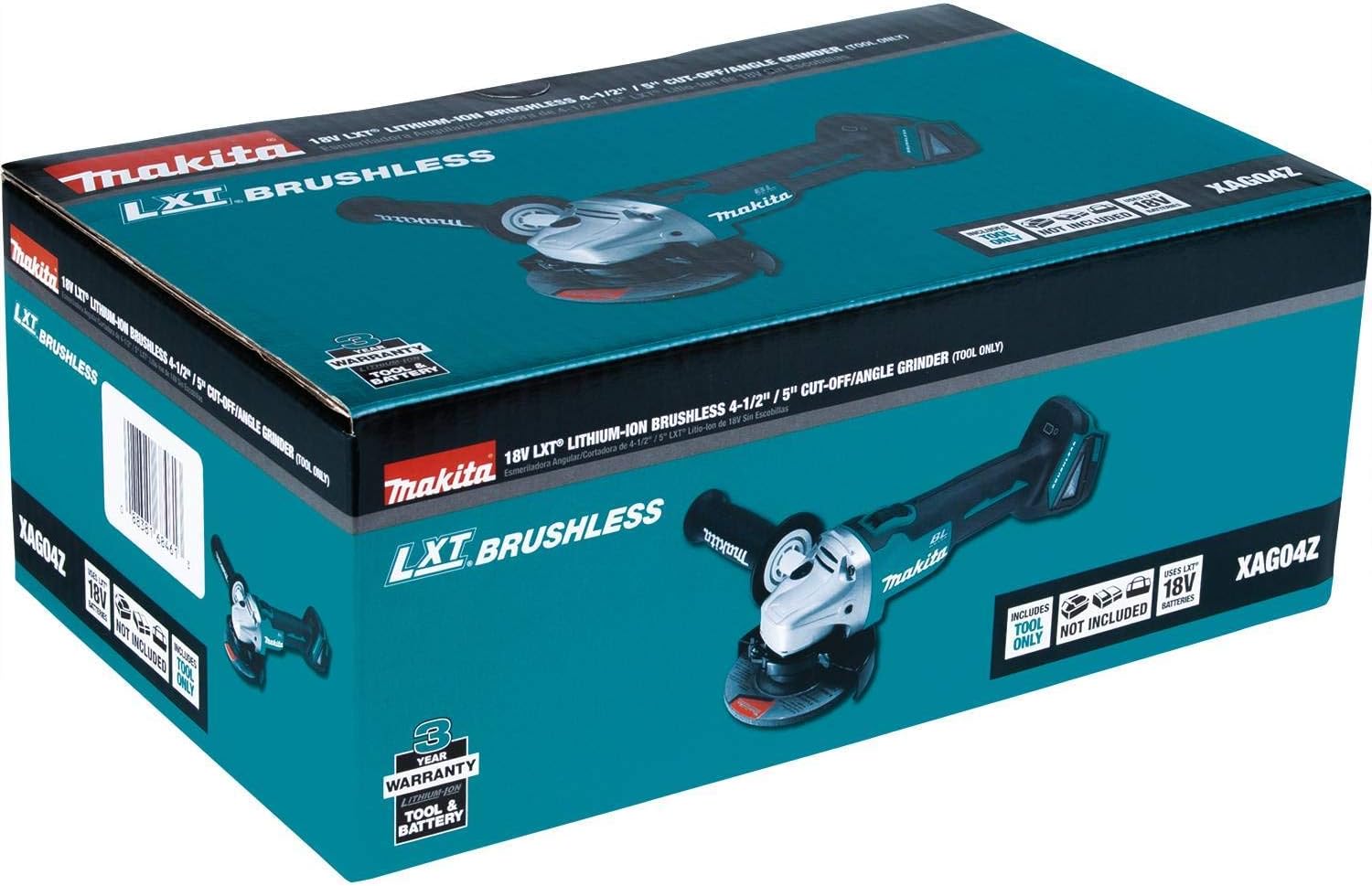 Makita XAG04Z-R 18V LXT Lithium-Ion Brushless Cordless 4-1/2 / 5 in. Cut-Off/Angle Grinder, (Tool Only) (Renewed)