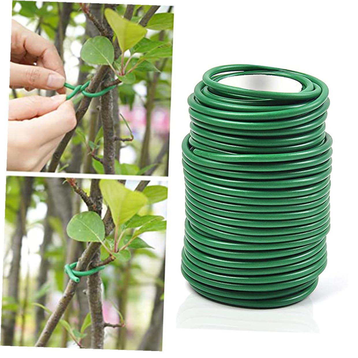Levemolo Attaches de Jardinage Vertes pour Plantes et Fleurs, 2 Rouleaux en TPR et Fer, Cravates Réutilisables pour Fixation Sécurisée des Arbustes et Fleurs