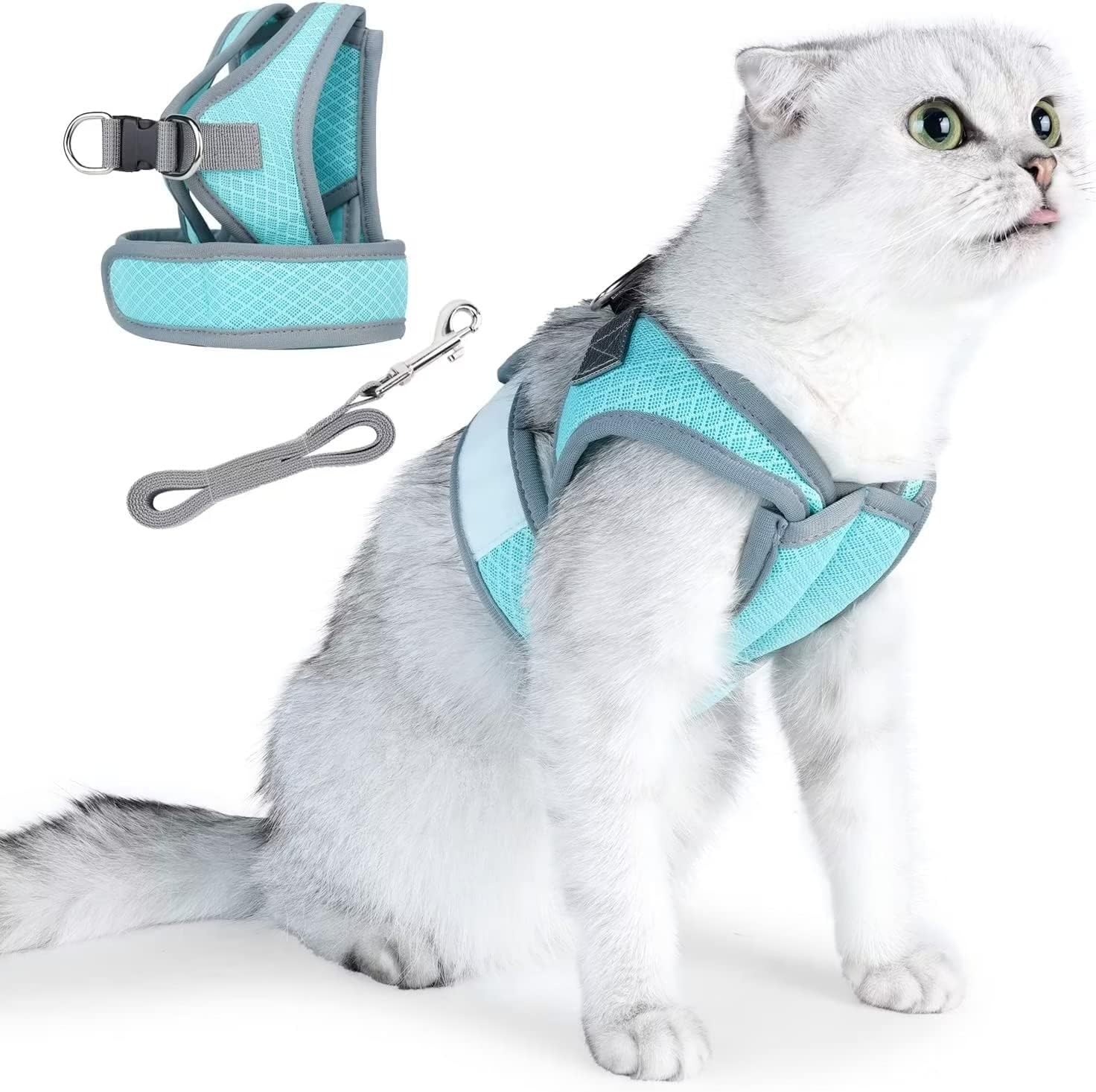 HEYWEAN Escape Proof Cat Kitten Harness with Leash Set for Walking Soft