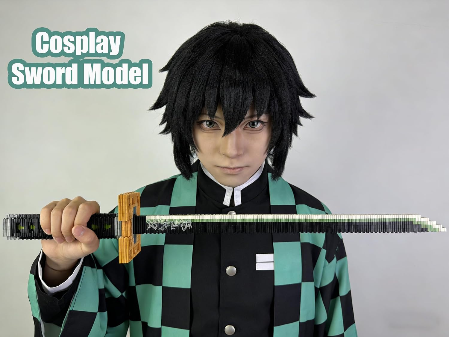 Beego Anime Kill Demon Sword Building Kit Set, Top Japanese Cosplay Famous Tokitou Muichirou Slayer Katana Sword with Scabbard and Stand Stacking Blocks Toy Gift for Teen 14+, Adult