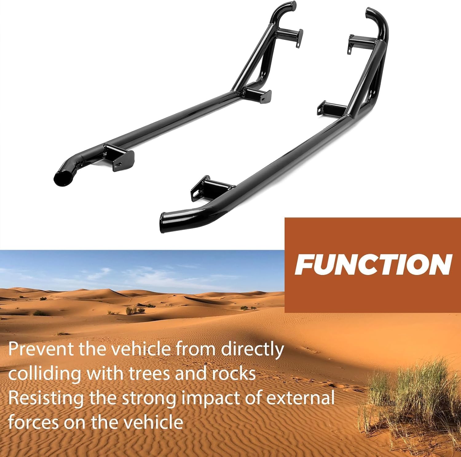 Black Nerf Bars Rock Sliders Compatible with 2014-2023 Polaris RZR XP 1000/ Turbo/Turbo S, RZR 900/900 XC/S 900/ S 1000 (2 Doors) Left & Right Side Steps