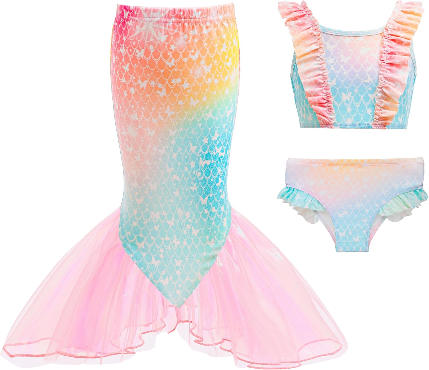 DNFUN Girls Bikini Suit with Skirt
