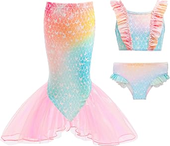 DNFUN Girls Bikini Suit with Skirt