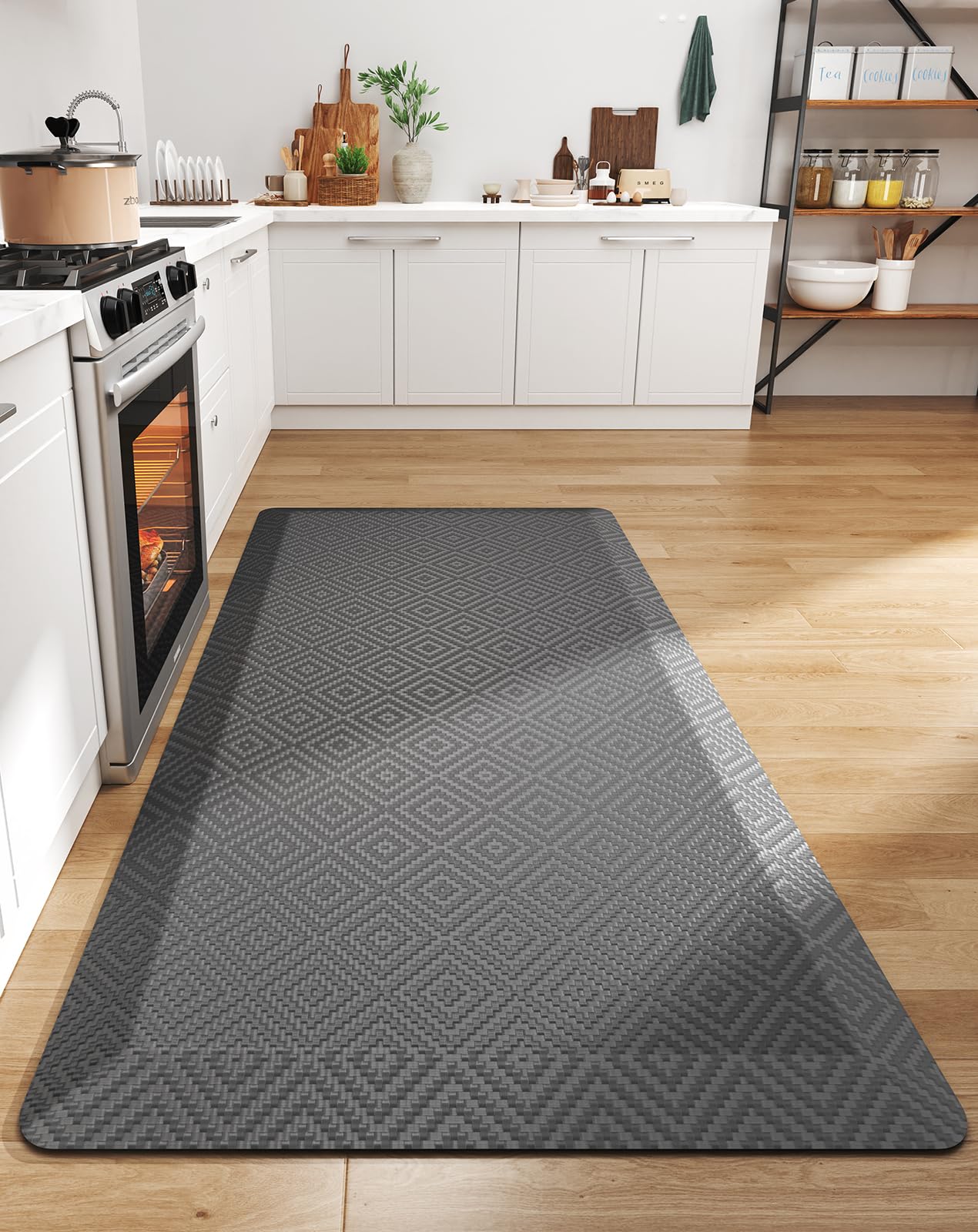 Ophanie Kitchen mats for Floor, 9/10 inch Thick, Kitchen Rugs, Anti Fatigue Standing Cushioned Mat, Waterproof,Comfort Ergonomic mat for Office, Home, Sink, 20''x48'' Grey Non-Slip Bottom
