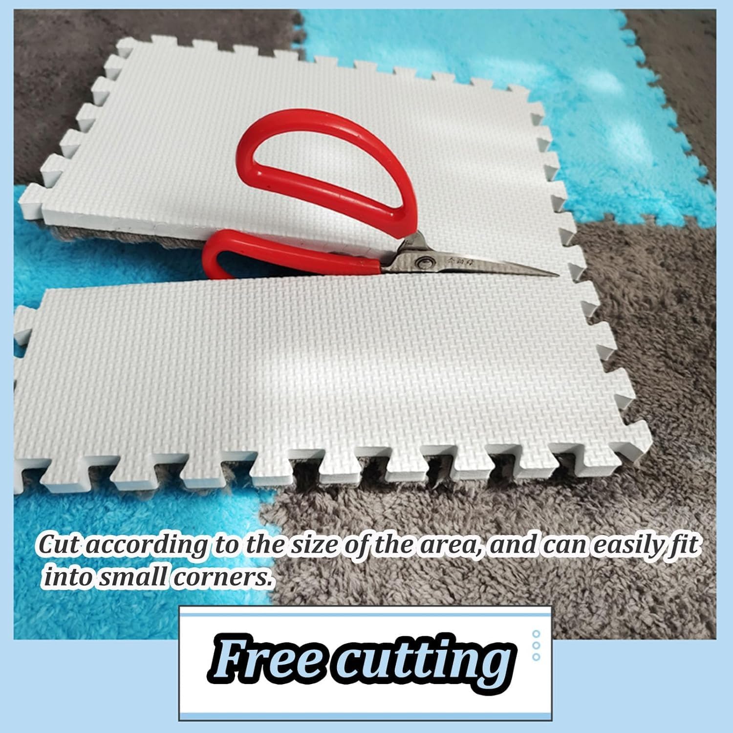 Generic Milk Velvet Patchwork Rugs, 30 x 30 x 1cm, Thickened Puzzle Play Area Rugs, Square Foam Floor Mat, Washable, Plush Interlocking Carpet Tiles, for Bedroom Living Room
