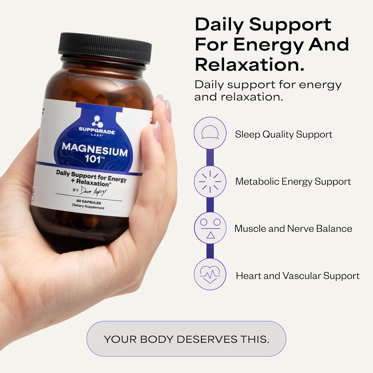 Magnesium 101 by Dave Asprey | Daily Support for Sleep, Metabolism, Relaxation, & Heart Health | 300 mg Chelated Magnesium Bisglycinate | High Absorption Magnesium | 30 Day Supply