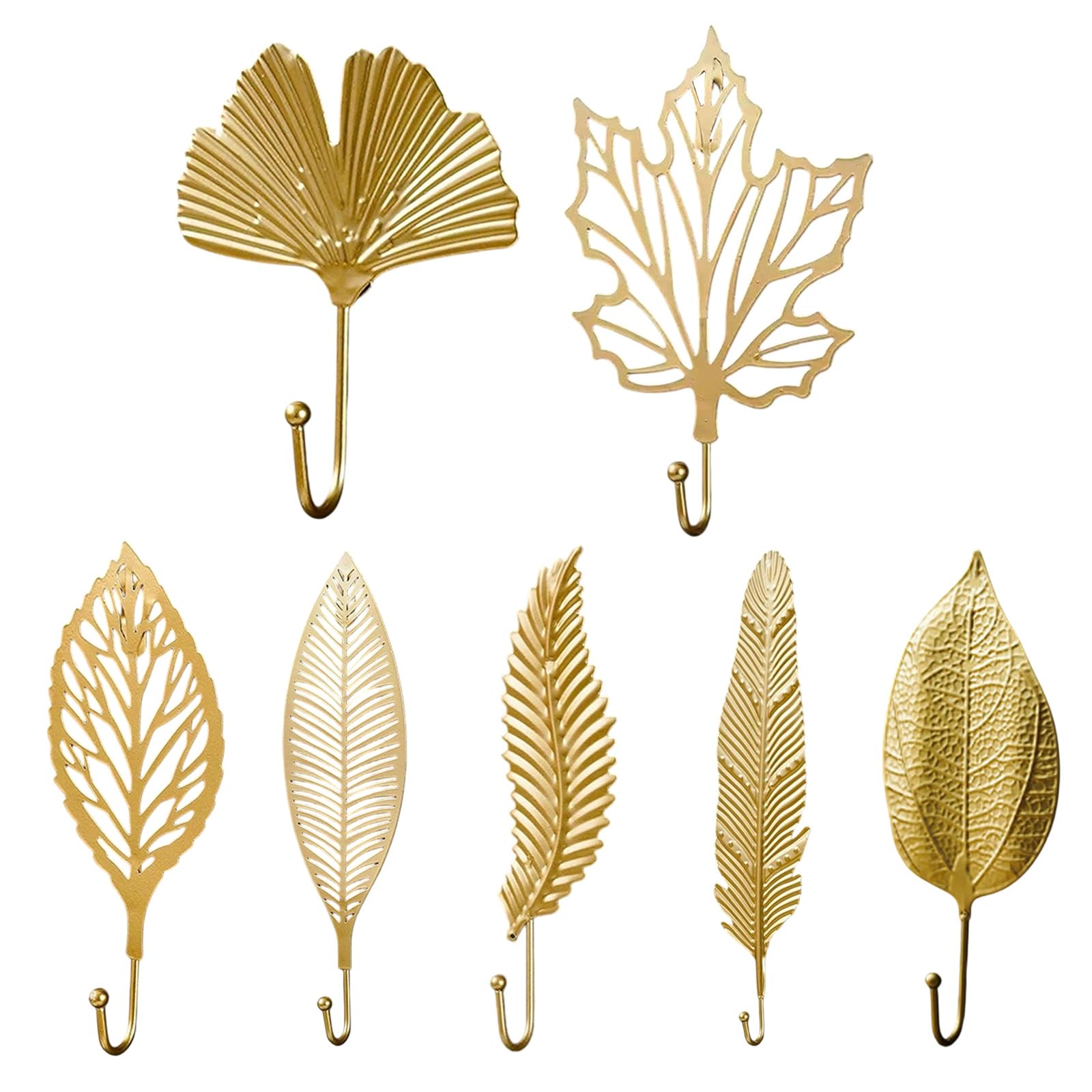 Jazuaiao Of 7 Decorative Iron Leaves Wall Hooks Hat Hanger Space Saving Storage Solution for Keys Hats and Coat Entryway