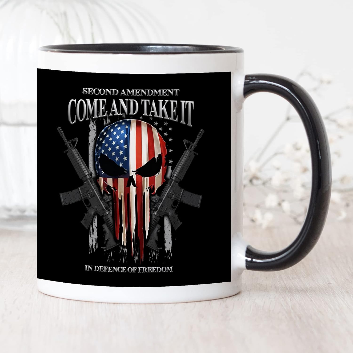 YouNique Designs Gun Mug - 11 Oz, Patriotic, Second Amendment Gift for Gun Enthusiasts (Black Handle) - Image 6