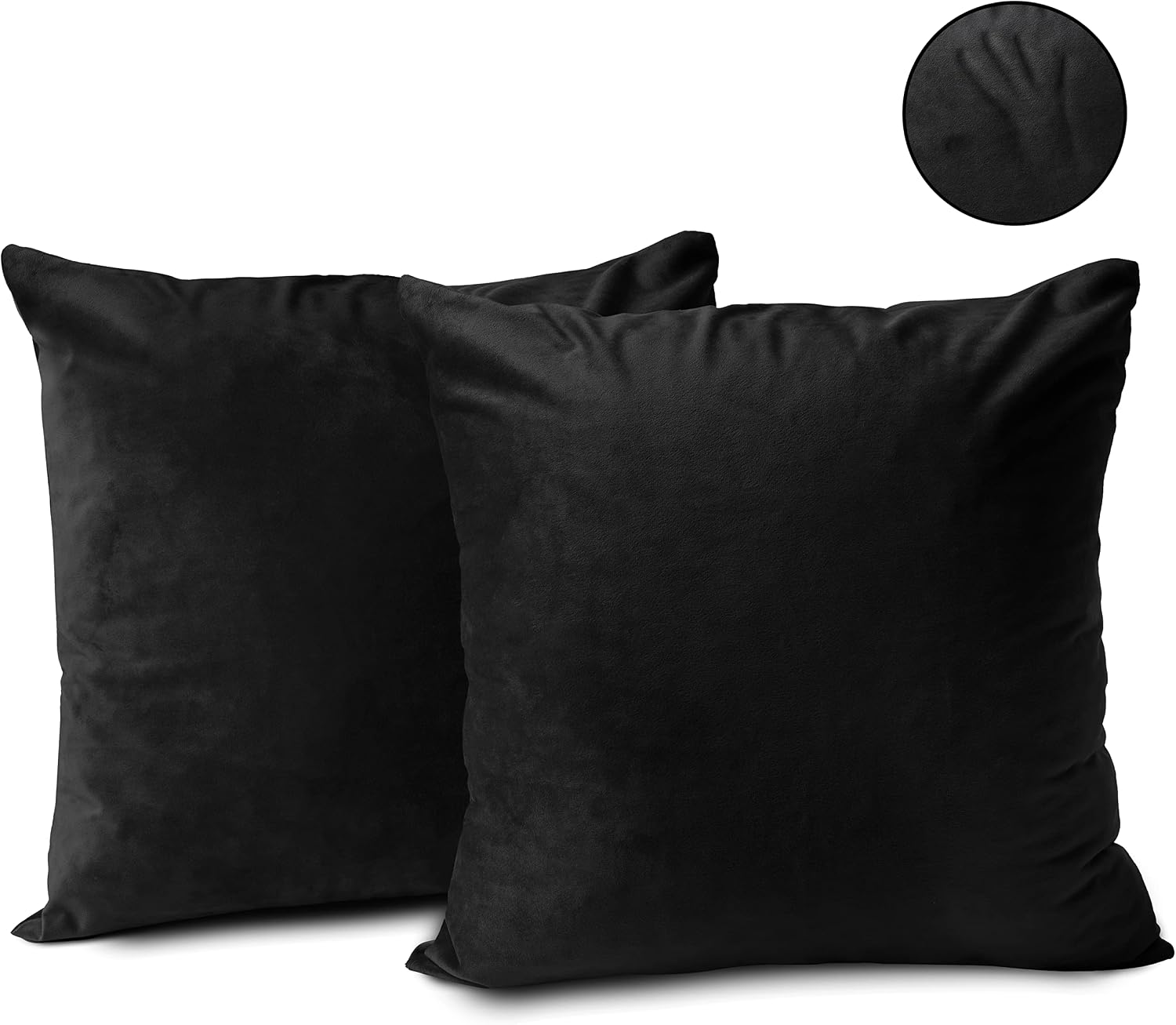 Milliard Pack of 2 Decorative Couch Pillows with Shredded Memory Foam Throw Pillow with Washable, Velvet Cover- 18x18 (Black)