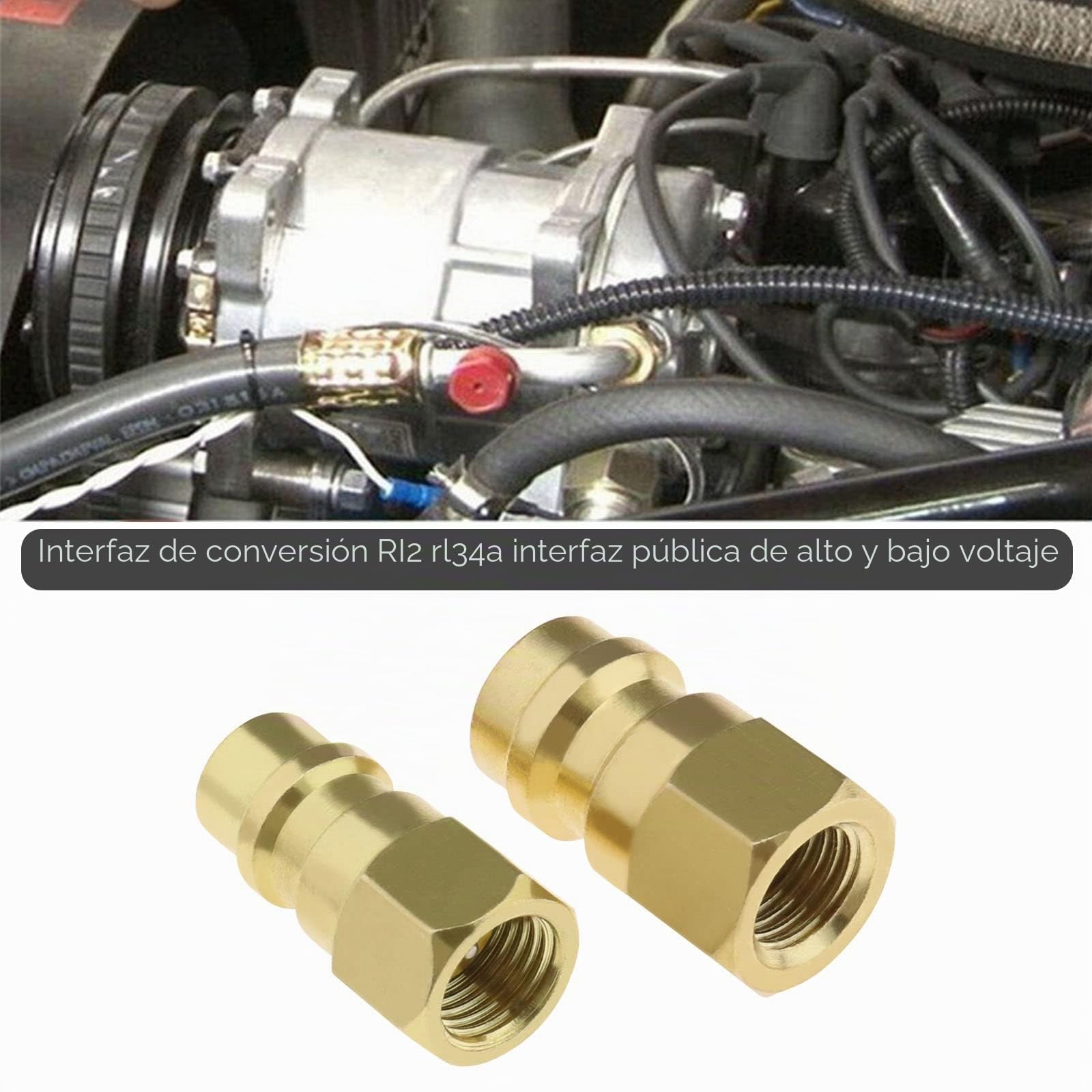 Adaptador R12 A R134A de 2 Uds Adaptador de Conversión de Lado Bajo Y Lado Alto Conector Retro R12 A R134A Compatible con La Mayoría de Los Vehículos