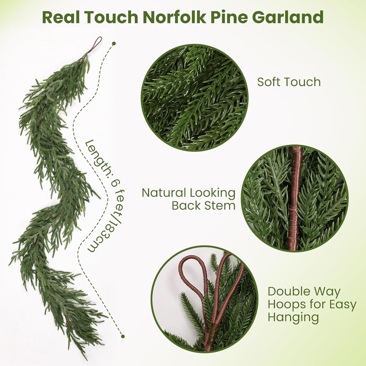 Weihnachtsgirlande Zeder 180cm - Rosa Kunst Tannengirlande