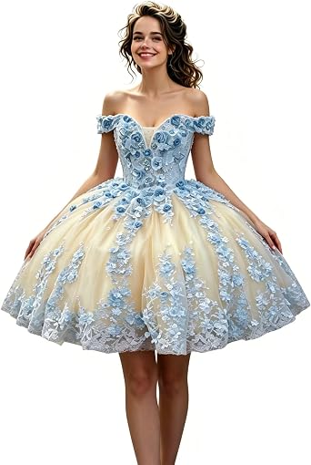 2026 Unique Short Homecoming Cocktail Party Prom Dresses with Floral Flower Lace V Neck