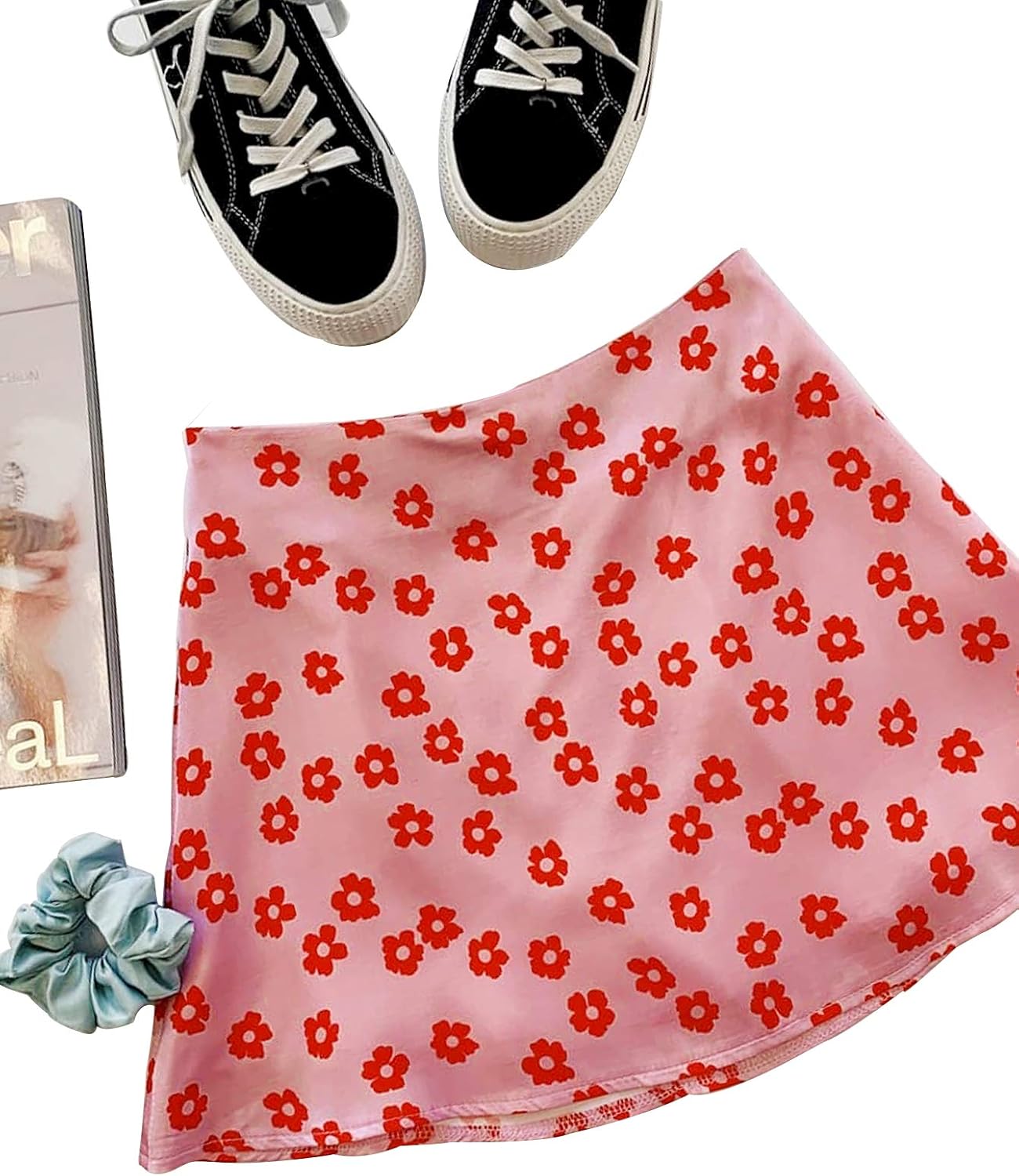 LYANER Women's Satin Silky Elastic High Waist Side Zipper Mini Short A Line Skirt - Image 7