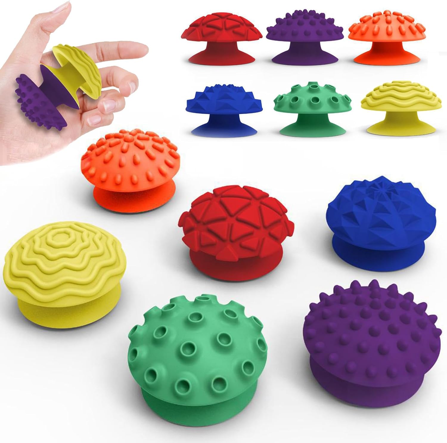Mushroom Sensory Fidget Textured Suction Cup - Squishy Sensory - 6 Pack Calm Down Corner Supplies Cellphone Stand