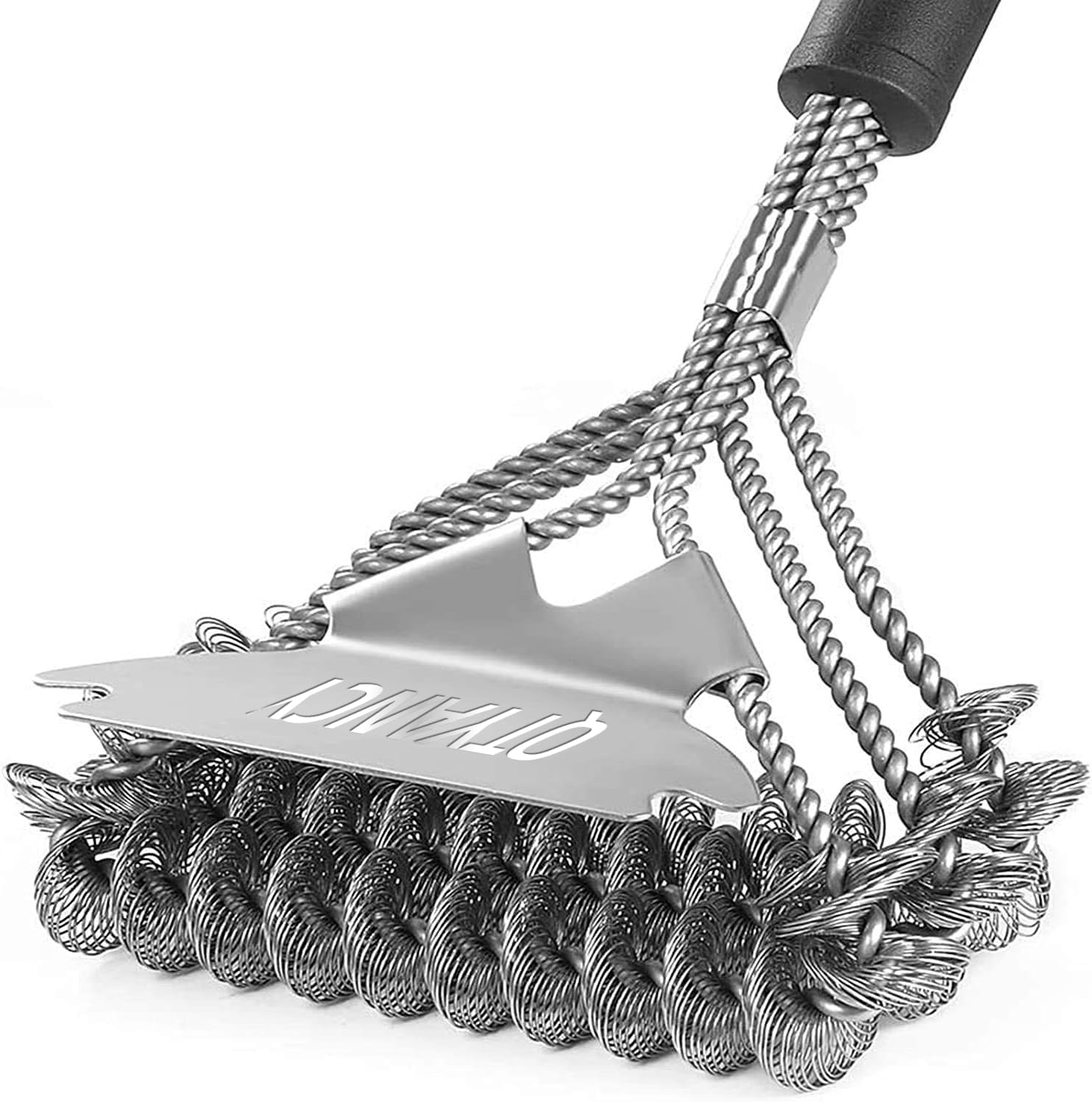 QTYANCY Grill Brush, BBQ Cleaning Brush and Scraper, Bristle Free, 18" Best Stainless Steel Grilling Accessories Cleaner for Gas Charcoal Porcelain Ceramic Iron Steel Grill Grates