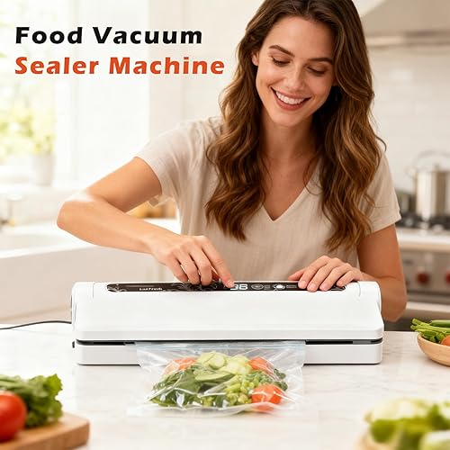 Miniatura 7 de Máquina selladora al vacío de alimentos, sistema automático de sellado de aire para conservación de alimentos con bolsas de inicio, compacta y