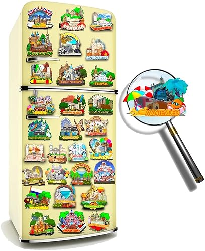 Miniatura 4 de Uruguay Montevideo - Imán de madera para nevera, monumentos 3D, recuerdos coleccionables, decoración hecha a mano -579