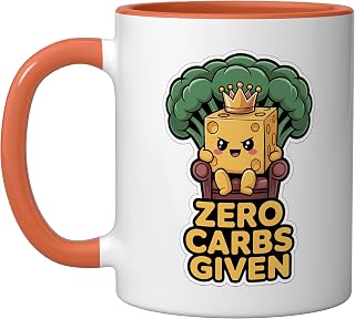 Low Carb Keto Zero Carbs Given Ceramic Mug, Orange/White