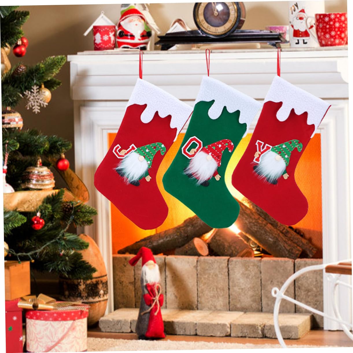 Cabilock 4 Sätze Gesichtsloser Weihnachtsstrumpf Weihnachtsfilzstrümpfe Weihnachtsvorrat Weihnachten Ornamente Urlaub Schöner Weihnachtsstrumpf Weihnachtsdekoration Vlies 3 Stück * 4