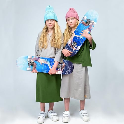 Miniatura 6 de Patinetas para principiantes, niños, niñas y adultos, 31 x 8 pulgadas, arce de 7 capas, cóncavo de doble patada, fascinante fresco, sólido y duradero