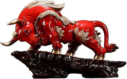 NYKK Feng chino Shui Estatua Escultura Creativa Lucky Feng Buffalo Muebles Animales Próspero Dios de la Riqueza Toro Mascota Alcista Accesorios
