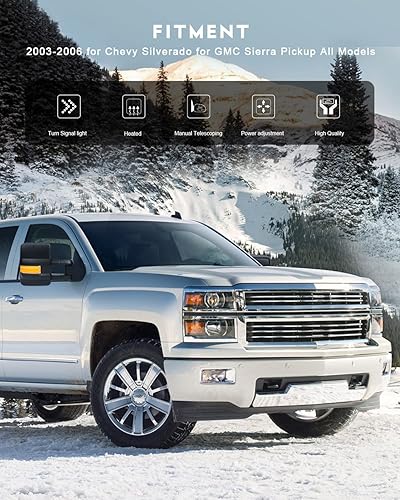 Vista 101 de OCPTY Espejos de remolque para Gmc C2500 1988-2000 para GM 1988-2000 para Chevy para Gmc 1988-2001 para Gmc C/K 1500/2500 Suburban/Yukon 1992-1999