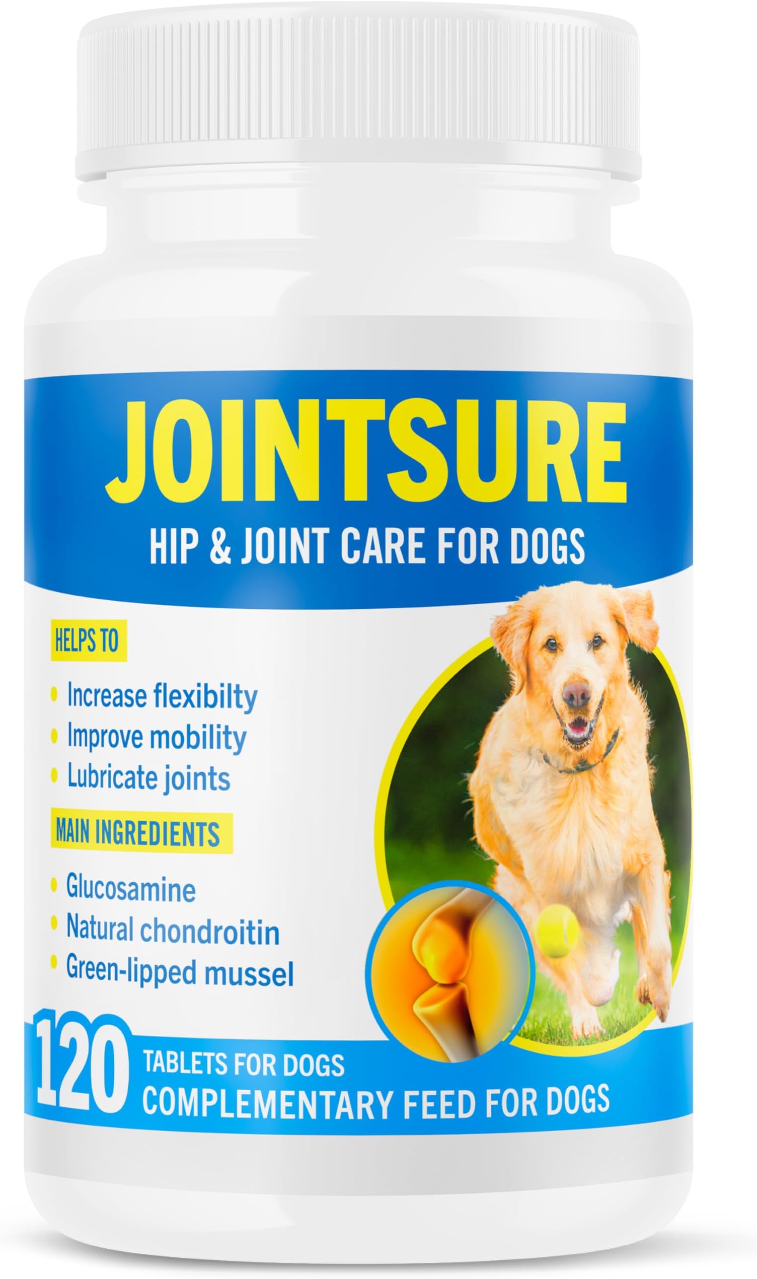 Hip and Joint Supplement for Dogs - Glucosamine for Dogs - Joint Support Supplement for Dogs with Glucosamine, Chondroitin and Green Lipped Mussels - 120 Tablets for All Breeds & Sizes