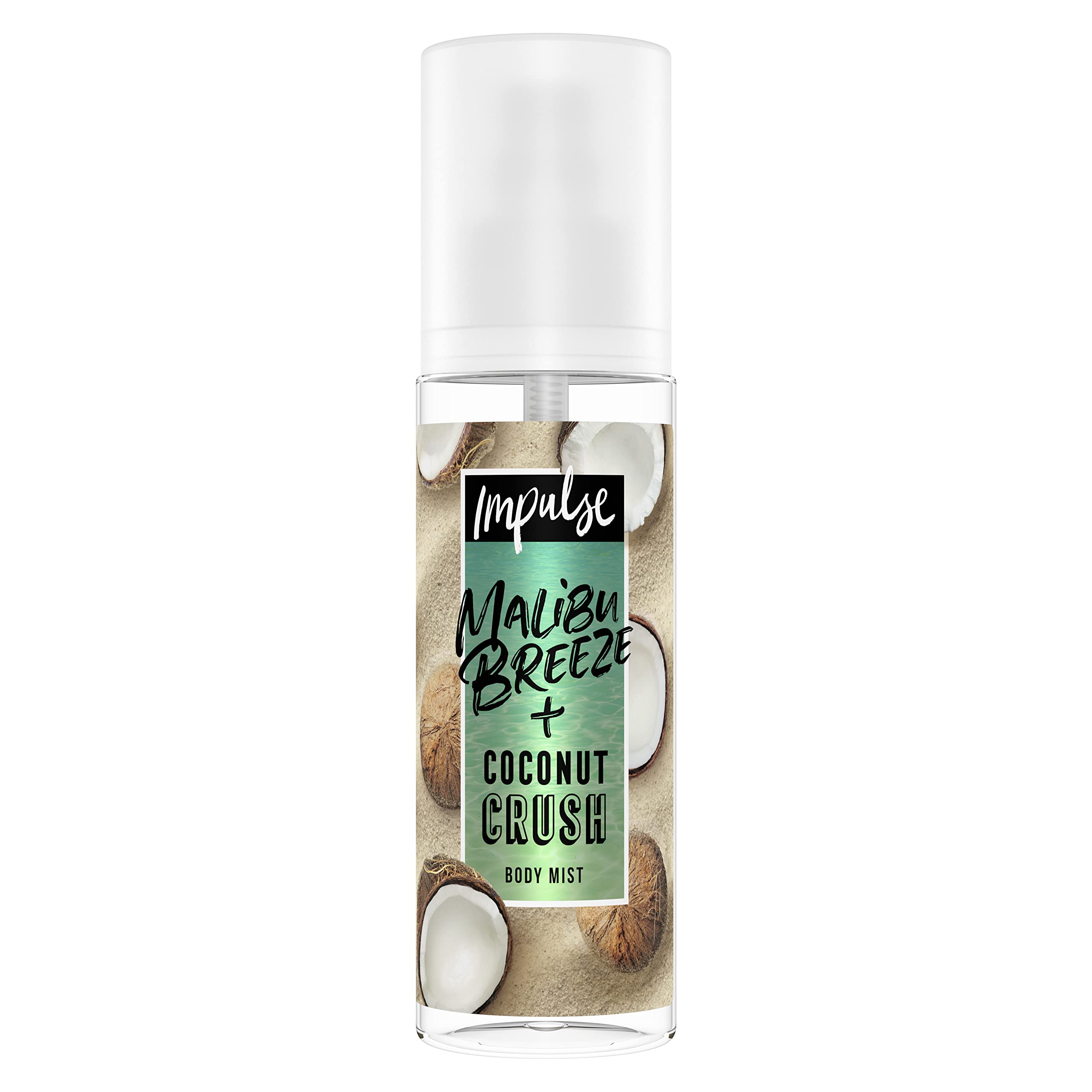 Impulse Malibu Breeze + Coconut Crush made with 100% PCR plastic Body Mist Body fragrance mist for a unique and fresh fragrance 6 x 150 ml