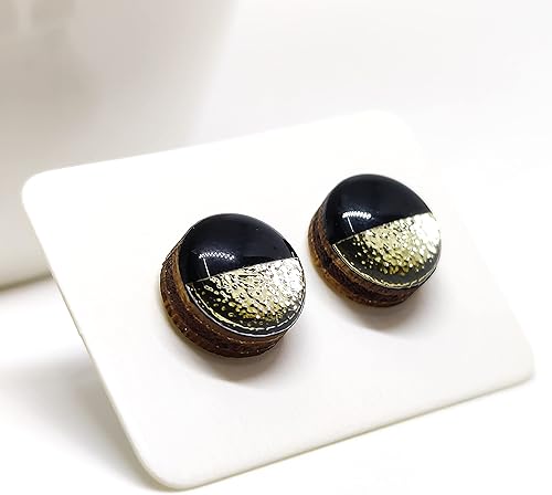 Miniatura 59 de Juego de aretes tipo dormilona de metal martillado de imitación de 0.394 pulgadas, aretes redondos para mujeres, niñas y hombres, hechos a mano