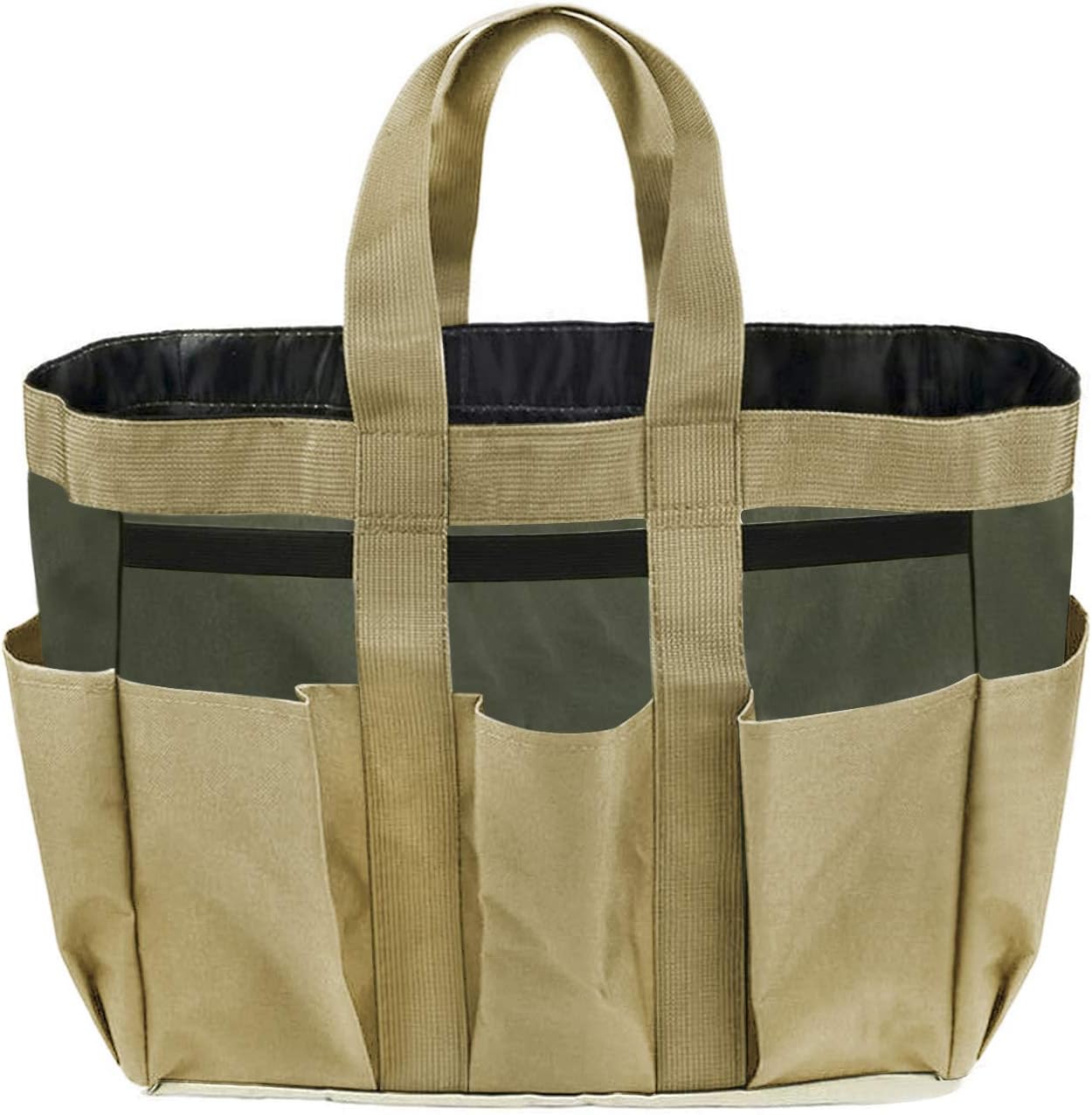 Garden Tote,Tool Bags Gardening Tote Bag Outdoor Multi Pocket Garden Tool Kit Holder Bag Compact Hand Tool Gardeners Storage Bag Tote Organizer Yard Plant Tool Carrier Bag Pouches (Light Brown)