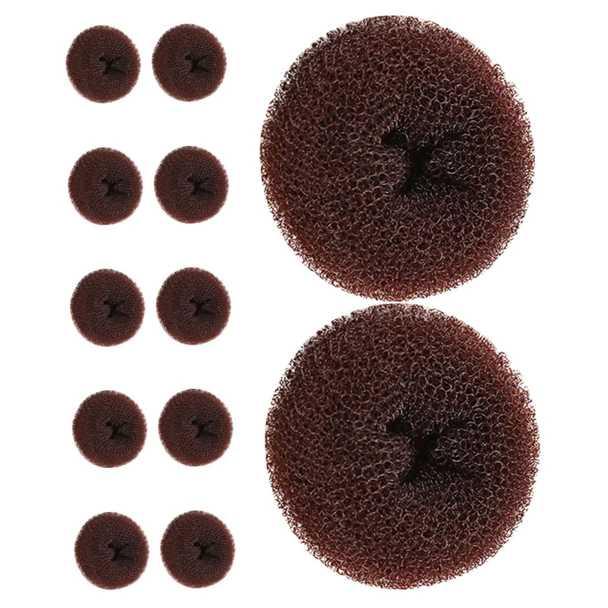 12pcs Large Coffee Brown Donut Hair Bun Maker for Women and Soft Sponge Bun Shaper for Thin and Short Hair for Ballet and Daily Use