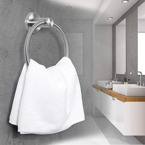 Miniatura 2 de HouseAid Stainless Steel Towel Ring for Bathroom Hand Towel Holder Modern Circle Towel Hanger Round Towel Rack Wall Mounted Brushed Nickel