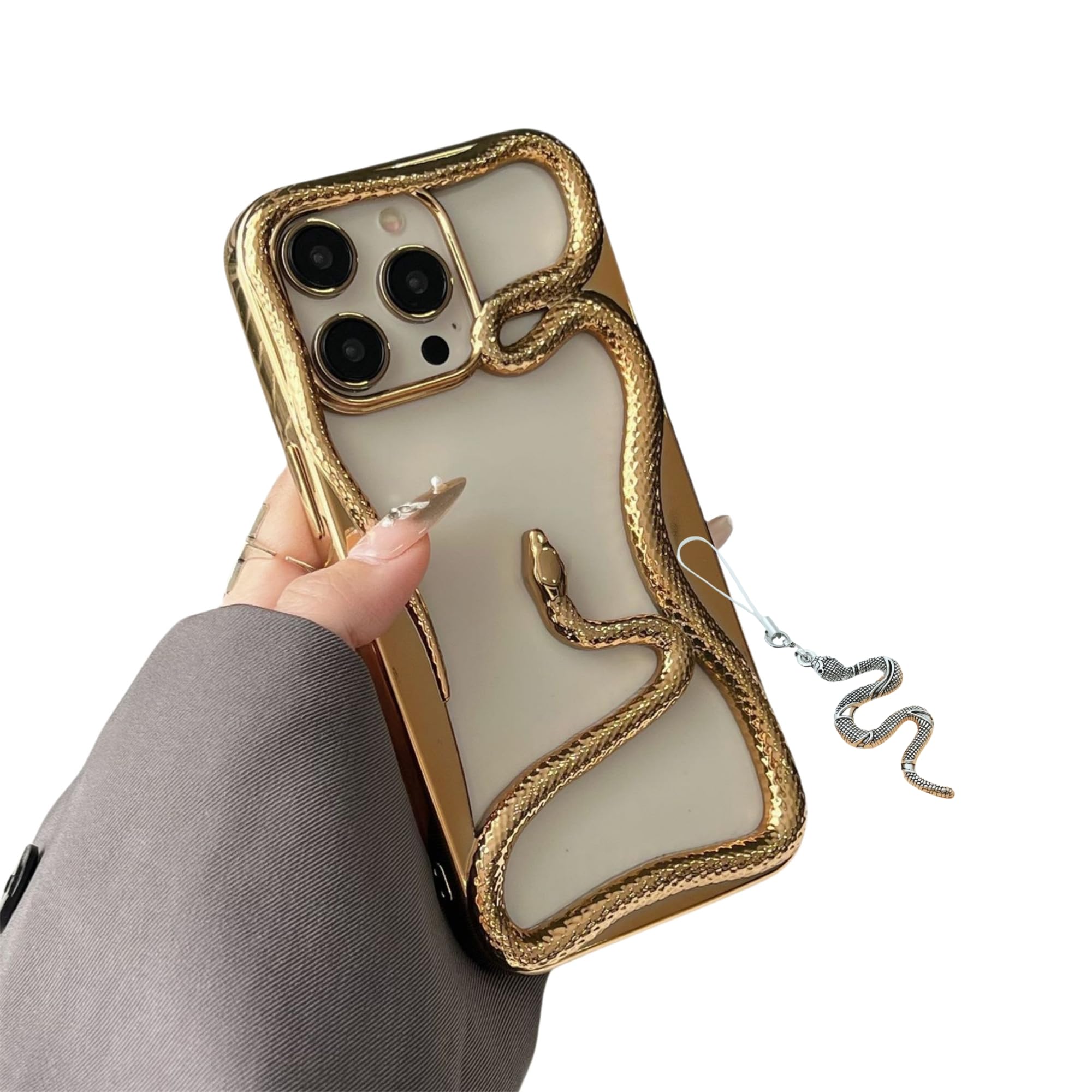 Heat Dissipation for Phone Case, with Free Snake Phone Charm, Hollowed Snake Serpent Soft TPU Phone Cover Compatible for Samsung Galaxy S22/S23/S24/