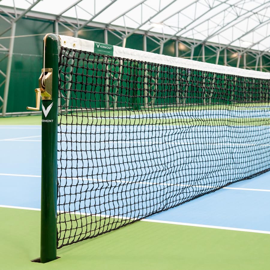 Vermont 42ft Championship Tennis Net – ITF Doubles Tournament Net (Green, Standard (Vinyl-Coated Polyester), Double Loop)