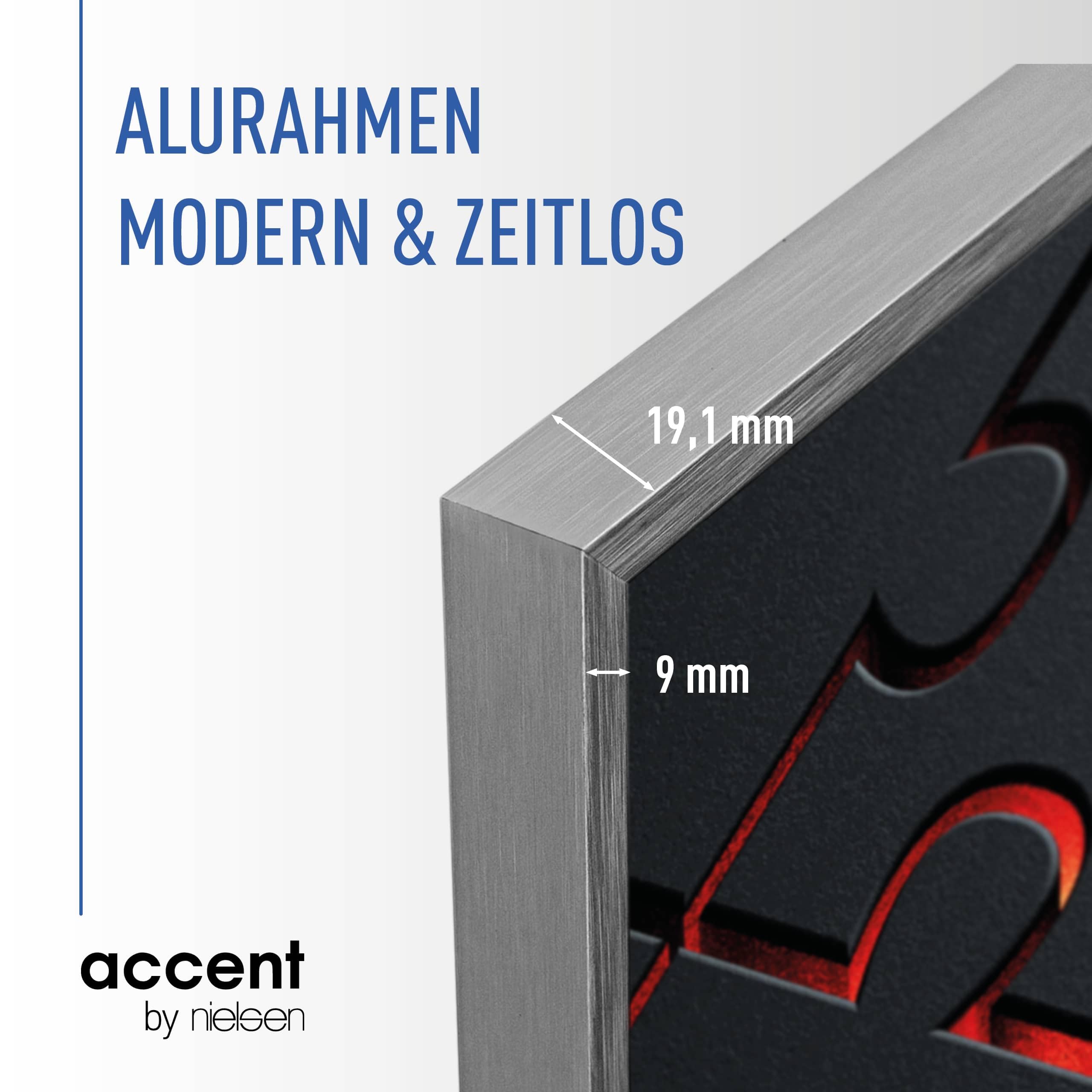 accent by nielsen Puzzlerahmen, 50 x 70 cm, Aluminium, Struktur Silber Matt, Posterrahmen zum Aufhängen im Hoch- & Querformat, bruchsicheres Kunstglas, Puzzle