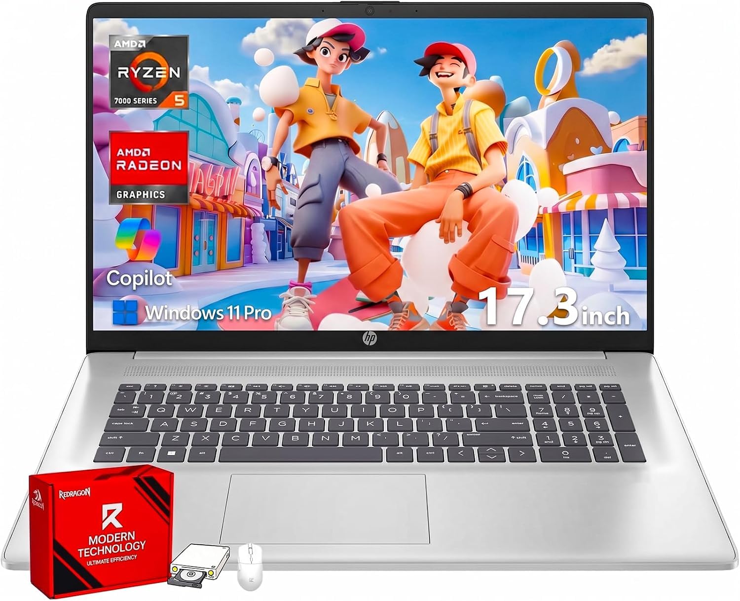 HP 17 Inch FHD Laptop Computer for Business & Students 32GB RAM 1TB SSD | AMD R5 7430U Processor, 17.3 inch FHD IPS Display, Windows 11 Pro, Copilot AI Key, Fast Charging, Wi-Fi 6