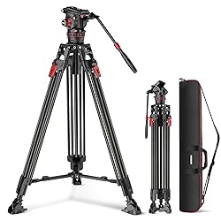NEEWER 78" Video Camera Tripod Carbon Fiber with Damping Adjustable Fluid Head, One Step Quick Release with QR Plate & Handle, Heavy Duty Tripod Stand for DSLR Cameras Camcorders, Max Load 22lb, LL37