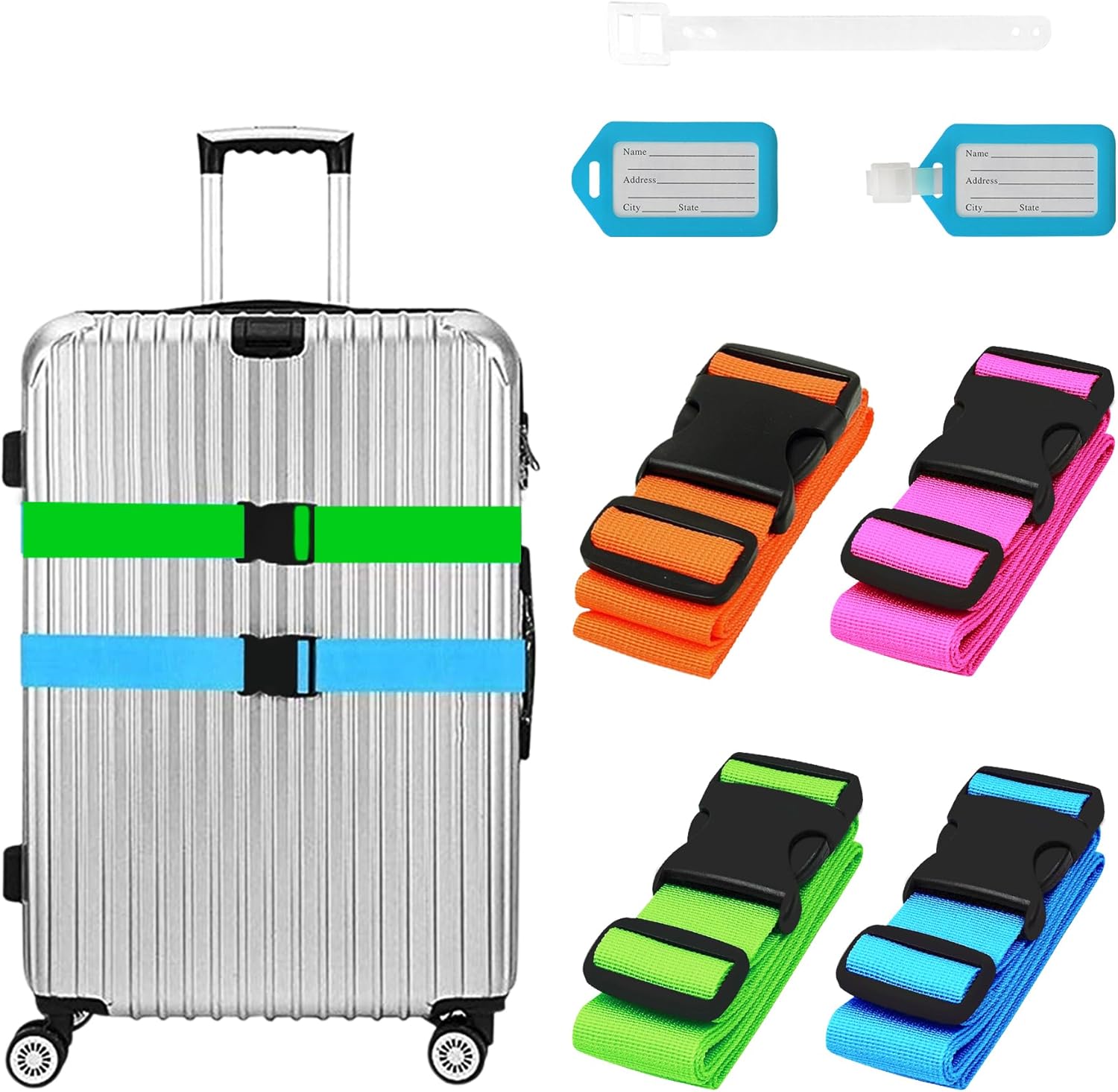 YORFULL utazási bőrönd heveder szett - 4 darabos csomag