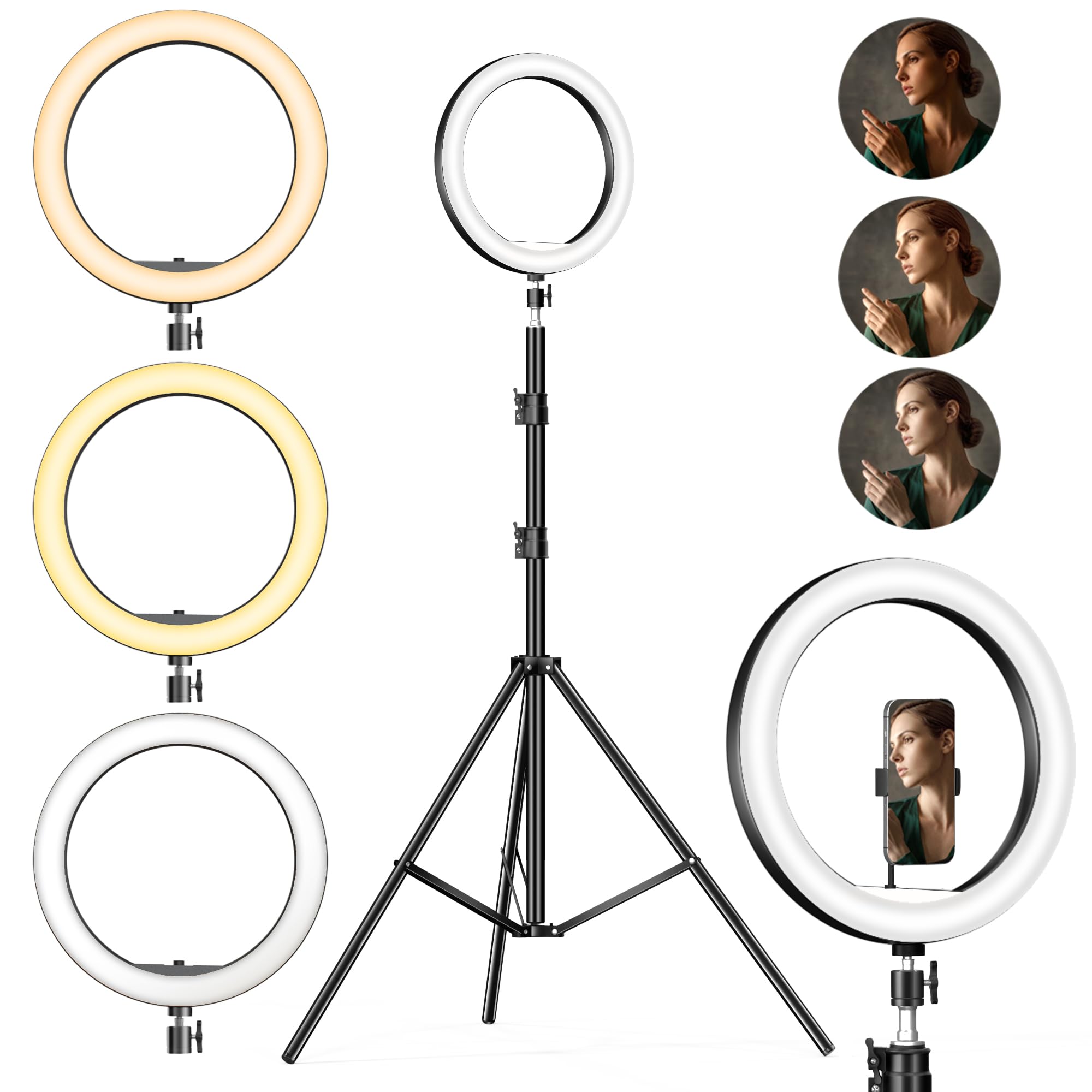 Sounce 12 Inch Professional LED Ring Light with 7 Feet Tripod Stand | 3 Temperature Modes & Dimmable Brightness | Compatible with Mobile & Camera | for Photo Shoot, Video Shoot & Makeup-image-1