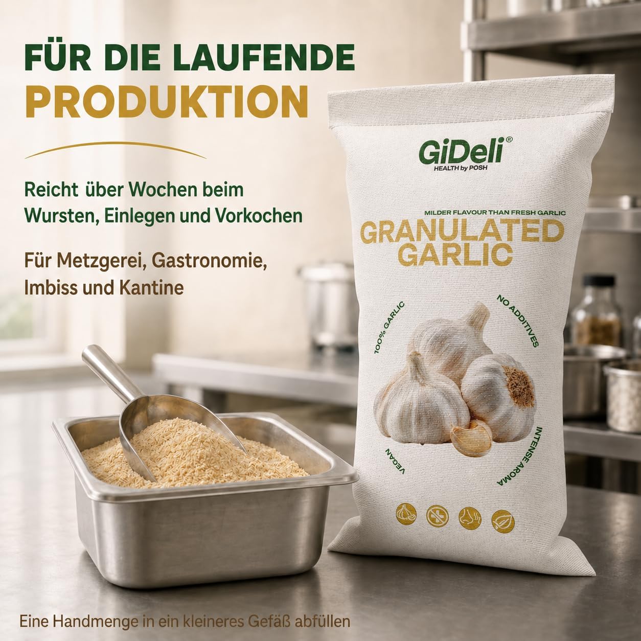 GiDeli Ajo Granulado 30 kg - Puro, sin Aditivos - Saco
