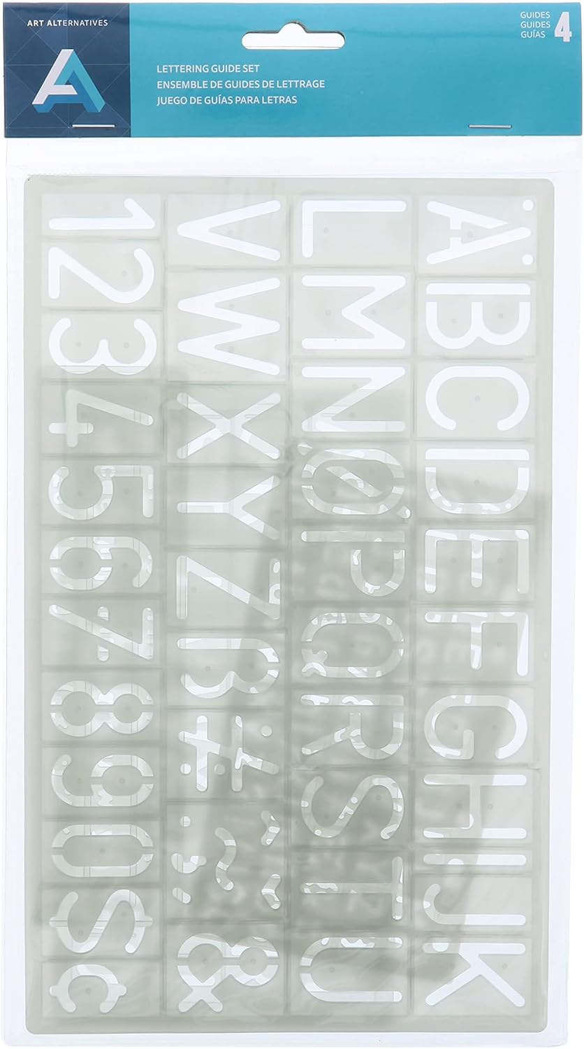 Amazon.com: Art Alternatives Lettering Guide Set, 4 Pieces - Built-in ...